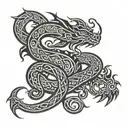celtic dragon sleeping  tattoo design idea