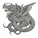 celtic dragon sleeping  tattoo design idea