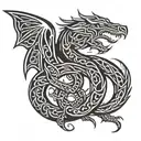 celtic dragon sleeping  tattoo design idea