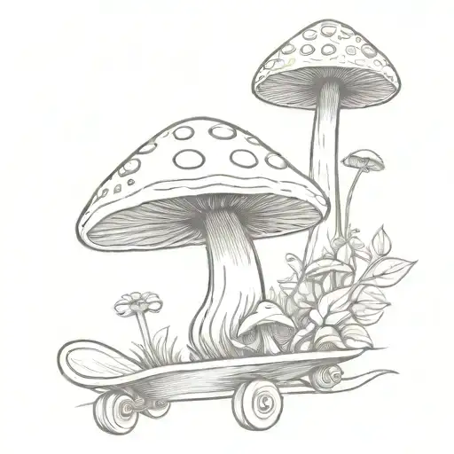 mushroom skate board tattoo design idea