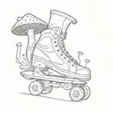 skate and mushrooms growing slowly tattoo design idea