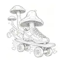 skate and mushrooms growing slowly tattoo design idea