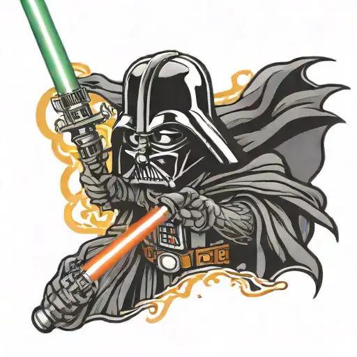 Darth Vader with light saber tattoo design idea