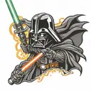 Darth Vader with light saber tattoo design idea
