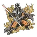 Darth Vader with light saber tattoo design idea