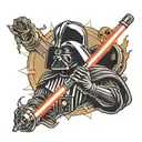Darth Vader with light saber tattoo design idea