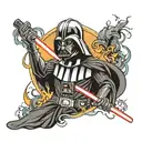 Darth Vader with light saber tattoo design idea