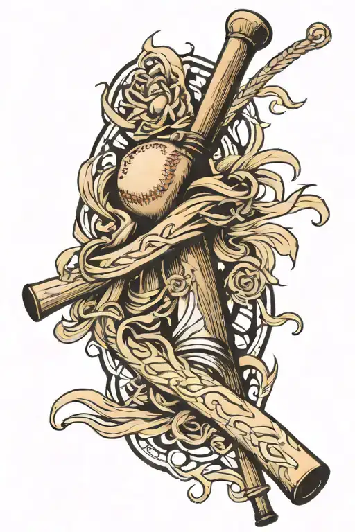1of1 with bible verse with baseball bat intertwined tattoo design idea