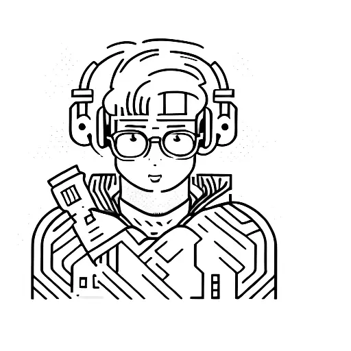Man with green headphones and a black hoodie, Twitch Streamer / Gamer Ludwig, Twitch Streamer, Andrew Thomas Huang, 1024 tattoo design idea
