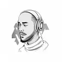 Man with green headphones and a black hoodie, Twitch Streamer / Gamer Ludwig, Twitch Streamer, Andrew Thomas Huang, 1024 tattoo design idea