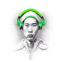 Man with green headphones and a black hoodie, Twitch Streamer / Gamer Ludwig, Twitch Streamer, Andrew Thomas Huang, 1024 tattoo design idea