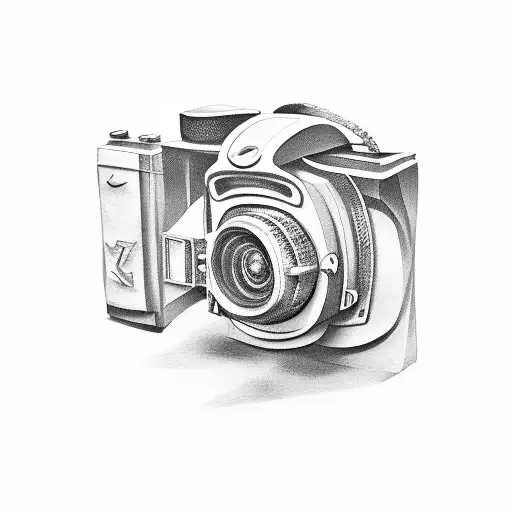 Video camera with content creator written underneath tattoo design idea