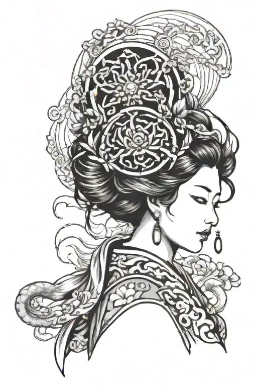 japan goddes holding tattoo design idea