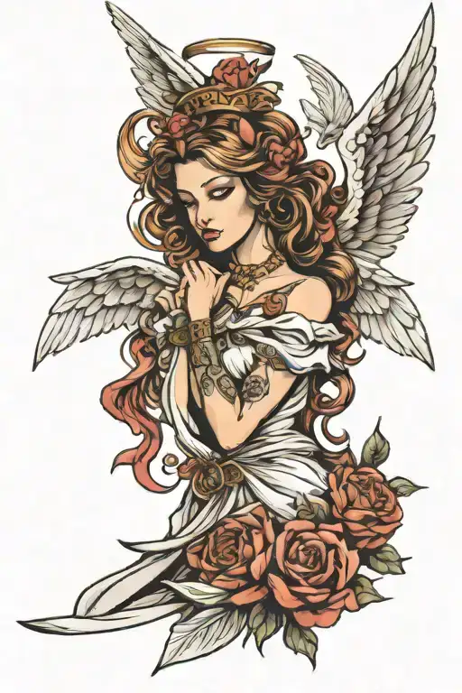 Female Angel tattoo design idea