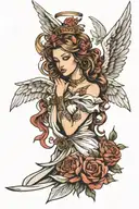 Female Angel tattoo design idea