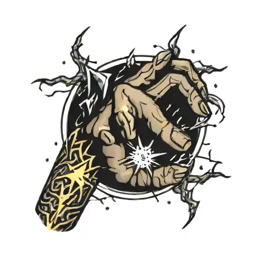 hand with lightning tattoo design idea
