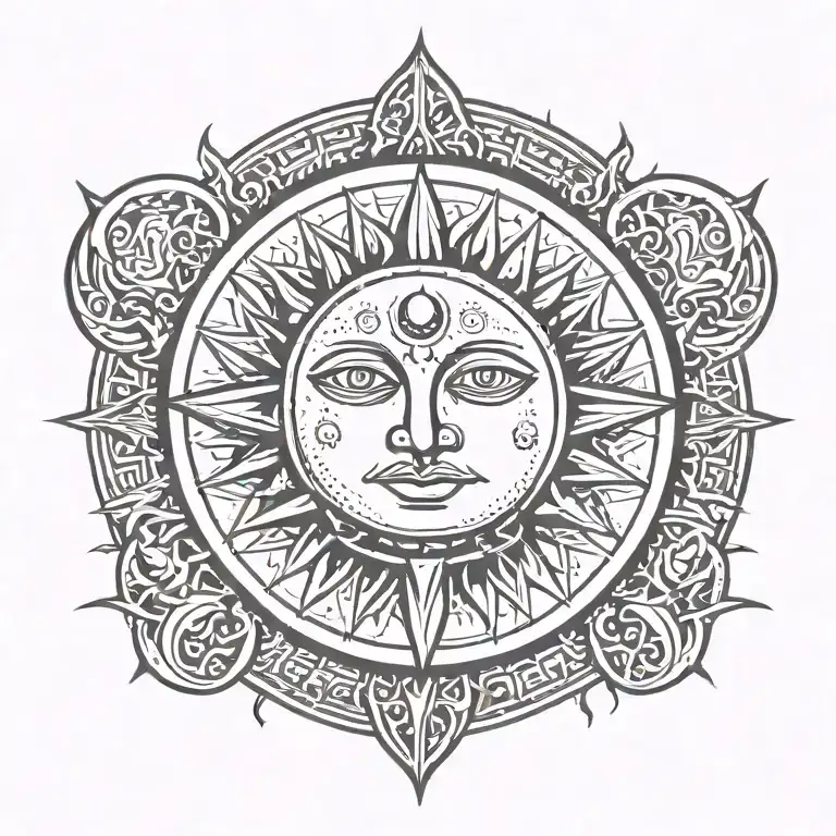 sun and moon tattoo design idea