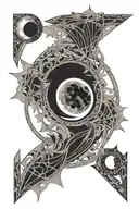 eclipse merging, realisic full moon in center, without background tattoo design idea