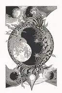 eclipse merging, realisic full moon in center, without background tattoo design idea