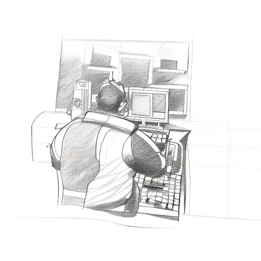 A sketch style tattoo of a logistic manager coordinating a search and rescue mission tattoo design idea