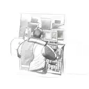 A sketch style tattoo of a logistic manager coordinating a search and rescue mission tattoo design idea