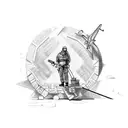 A sketch style tattoo of a logistic manager coordinating a search and rescue mission tattoo design idea