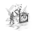 A sketch style tattoo of a logistic manager coordinating a search and rescue mission tattoo design idea