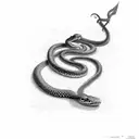 a snake wrapped around a dagger and the text written in the dagger: never fade away tattoo design idea