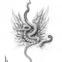a snake wrapped around a dagger and the text written in the dagger: never fade away tattoo design idea
