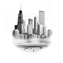 A black-grey portrait of BackBlockDoloShon 045, with the Chicago skyline and Martin Luther King Drive in the background tattoo design idea