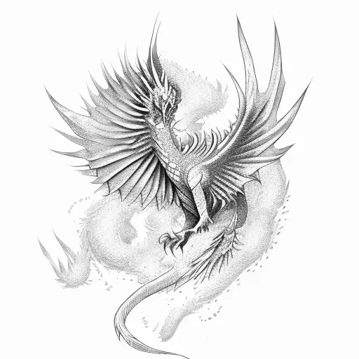 Phoenix with ice dragon  tattoo design idea