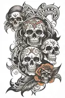 tribal, sancrum and skull broken hearts tattoo design idea