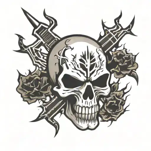 punisher skull lightning bolts striking tattoo design idea