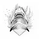 scuba diving, ski, windsurf, shark tattoo design idea
