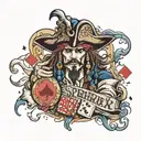 poker and jack sparrow tattoo design idea