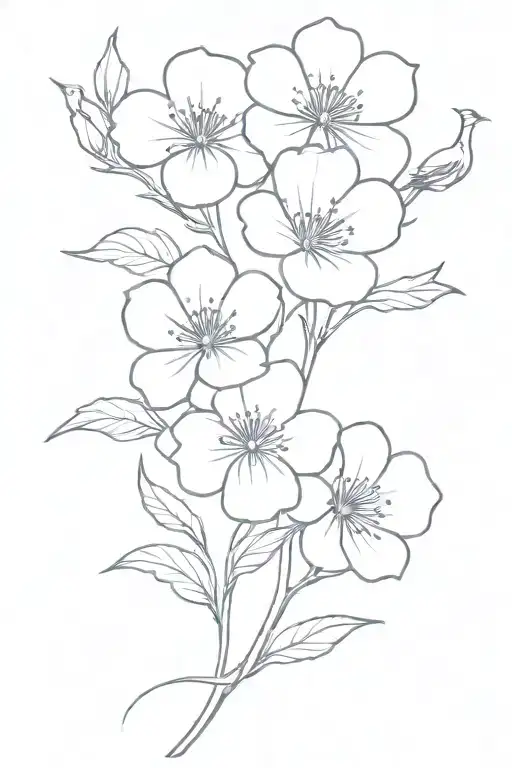 4 black birds + march birth flower + september birth flower tattoo design idea