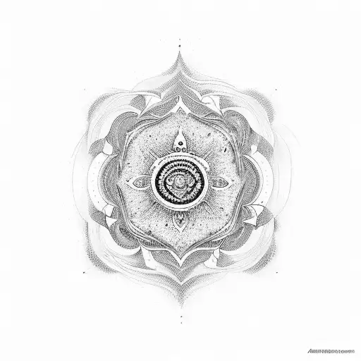 A geometric design representing the interconnectedness of life with the mantra 'om namo bhagavate vasudevaya' tattoo design idea