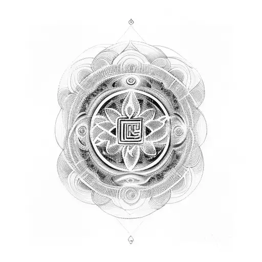 A geometric design representing the interconnectedness of life with the mantra 'om namo bhagavate vasudevaya' tattoo design idea
