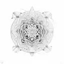 A geometric design representing the interconnectedness of life with the mantra 'om namo bhagavate vasudevaya' tattoo design idea