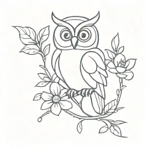 daisy, owl and crossbow tattoo design idea
