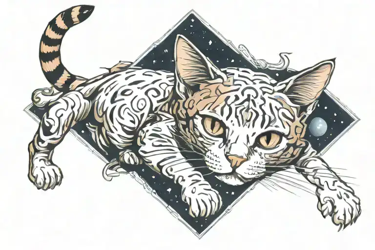 cat, moires, Outer space tattoo design idea