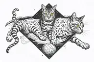 cat, moires, Outer space tattoo design idea