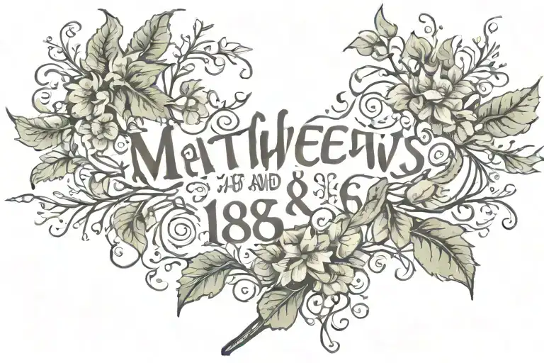 tatoo with text that says matthews 18:6 end text and i want leaves and thorns coming out of the sides  tattoo design idea