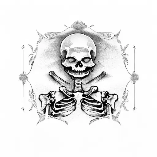 skeleton playing guitar tattoo design idea