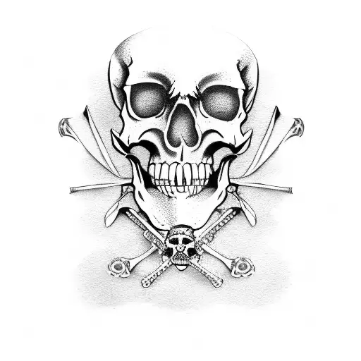 pirate skeleton with guitar tattoo design idea
