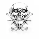 pirate skeleton playing guitar tattoo design idea