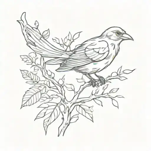 A plastic bag resembling a bird on a tree branch  tattoo design idea