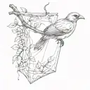 A plastic bag resembling a bird on a tree branch  tattoo design idea