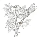 A plastic bag resembling a bird on a tree branch  tattoo design idea