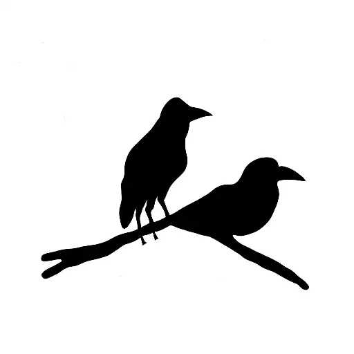 two crows sitting on a branch tattoo design idea